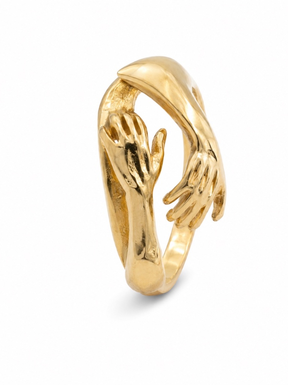NWT Gold-Tone Sculptural Hands Open Ring – Size 6–7